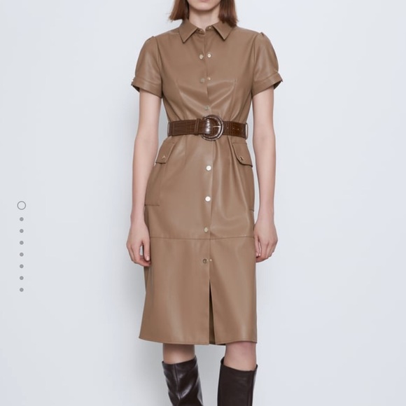 GORGEOUS ZARA NWT Faux Leather Dress w Belt - Picture 4 of 5